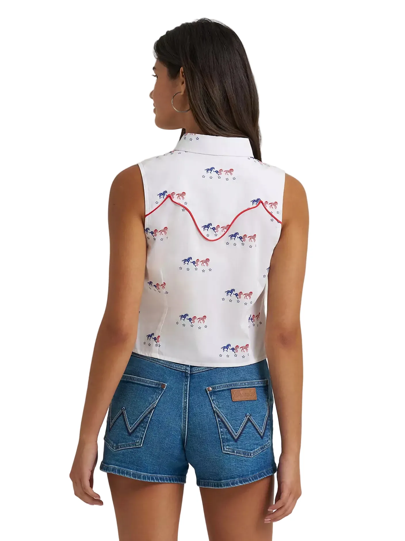 Wrangler Women's Sleeveless Americana Western Snap Shirt 112379496 - Image 4