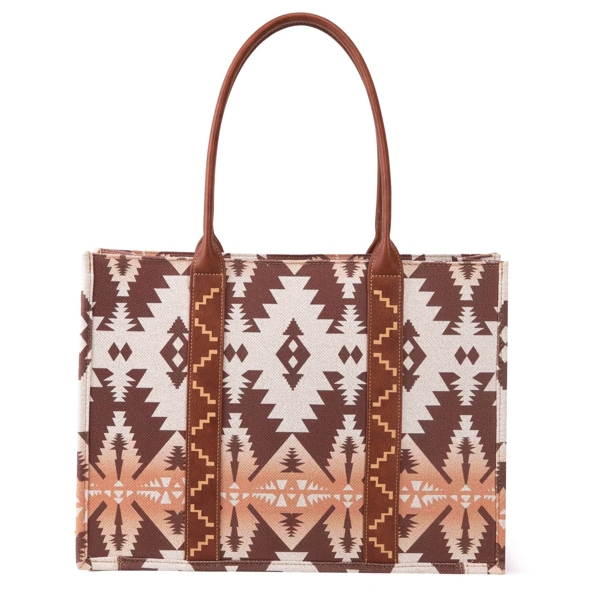 Wrangler Women's Southwestern Dual Sided Print Canvas Large Light Coffee Tote WG2203-8119LCF - Image 2