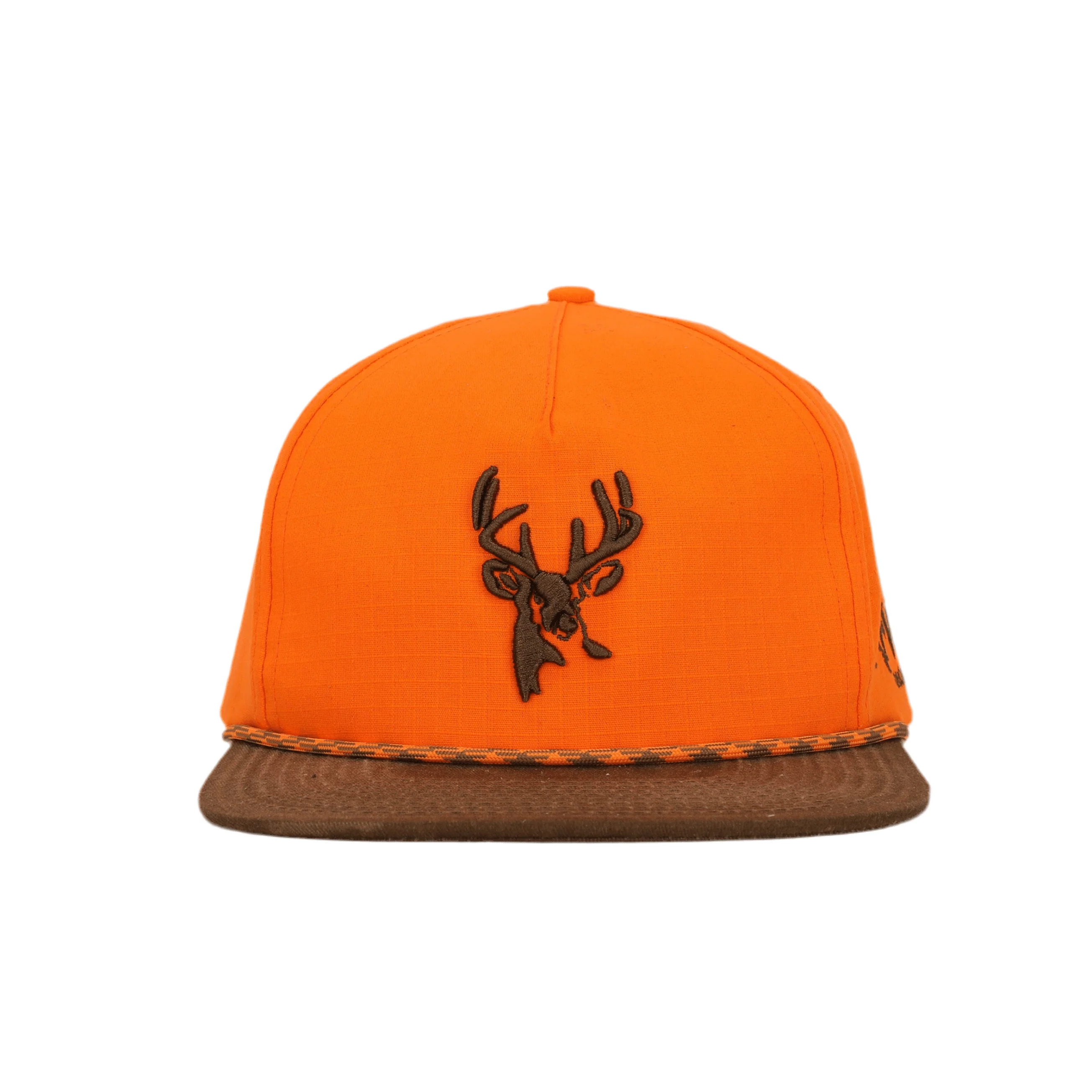 Youth Blaze Orange and Brown Ripstop Deer Rope Hat - Image 2
